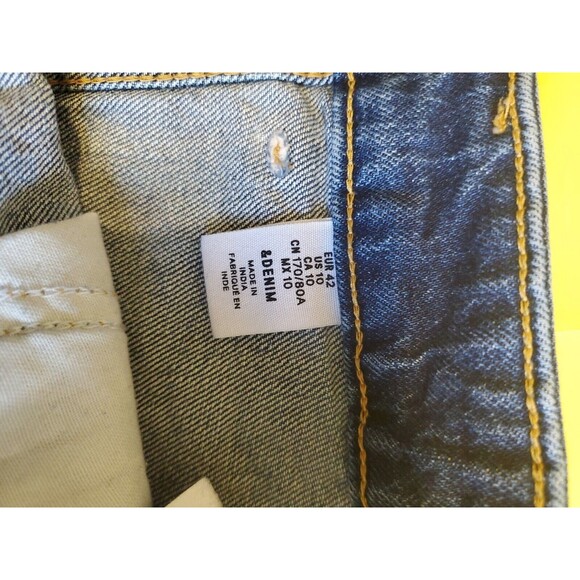 Womens Size 10 Raw Hem Skirt Button Denim Short Above Knee Dark Wash By H&M - Picture 4 of 9